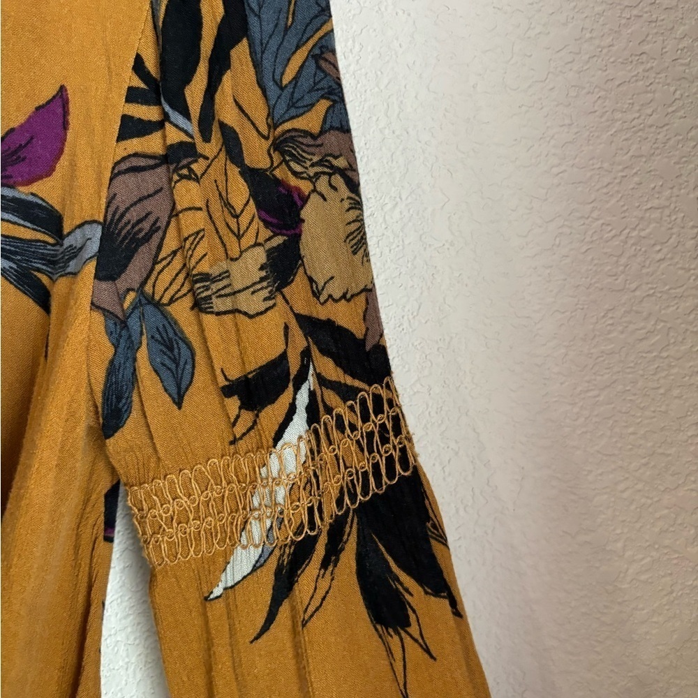 Free People Amber Floral Tree Swing Balloon Sleeve Boho Tunic Mini Dress XS - Picture 8 of 12
